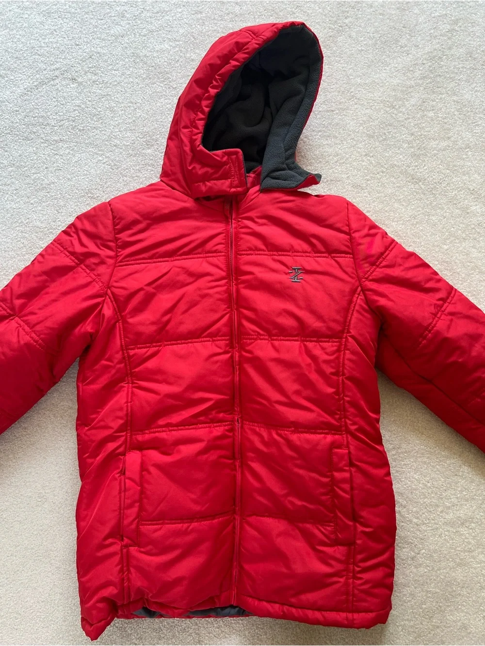 Izod Red Kids' Puffer Jacket with Hood Size 18